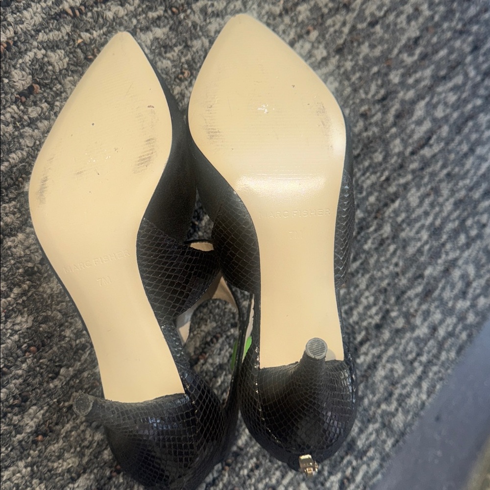 Marc Fisher Black Pointed-Toe Strappy Cutout Heels - Picture 4 of 4